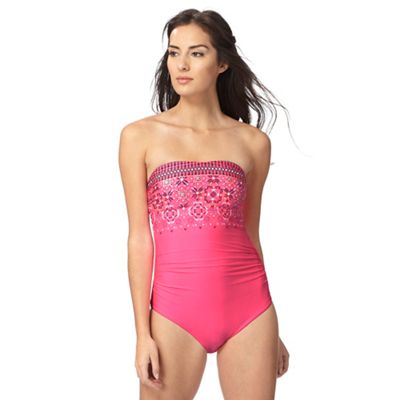 Pink border print swimsuit